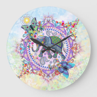 Sacred Tribal Henna Elephant grote klok