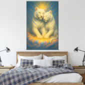 Sacred Twin White Tigers – Eternal Bond of Light Canvas Afdruk (Insitu (Slaapkamer))