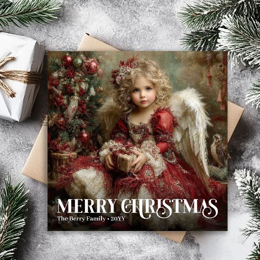 Sacred Victorian Angel Traditional Christmas Card Feestdagenkaart