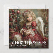 Sacred Victorian Angel Traditional Christmas Card Feestdagenkaart (Voorkant)