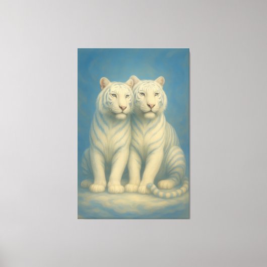 Sacred White Tiger Twins – Guardians of the Silent Canvas Afdruk (Voorkant)
