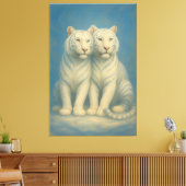 Sacred White Tiger Twins – Guardians of the Silent Canvas Afdruk (Insitu (Woonkamer))
