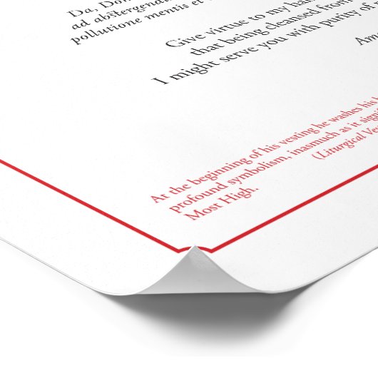 Sacristy Washing Hands Prayer Poster (Hoek)