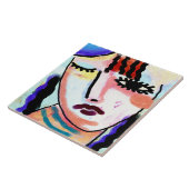 Sad Abstract digitaal portret van een vrouw Tegeltje (Zijkant)