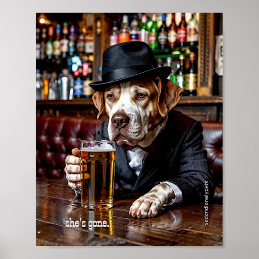 Sad and Lonely Pets Poster Print "She's Gone"  (Voorkant)