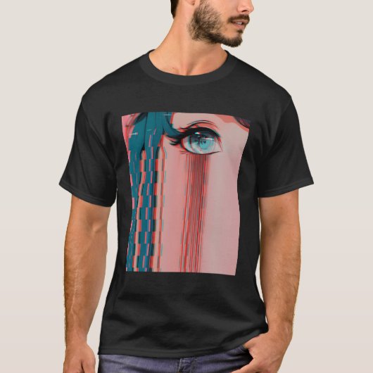 Sad anime meisje vaporwave esthetische anime ogen t-shirt (Voorkant)