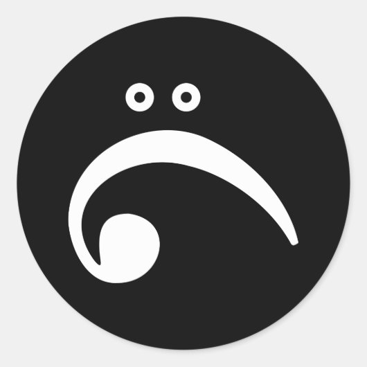 Sad Bass Clef Ronde Sticker (Voorkant)