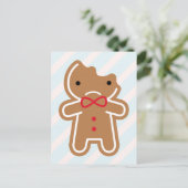 Sad Bitten Kawaii Gingerbrood Man Briefkaart (Staand voorkant)