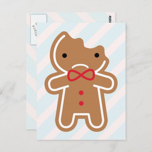 Sad Bitten Kawaii Gingerbrood Man Briefkaart (Voorkant / Achterkant)