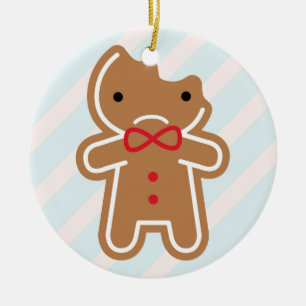 Sad Bitten Kawaii Gingerbrood Man Keramisch Ornament