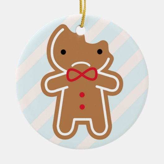 Sad Bitten Kawaii Gingerbrood Man Keramisch Ornament (Voorkant)