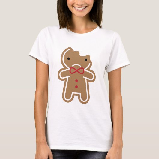 Sad Bitten Kawaii Gingerbrood Man T-shirt (Voorkant)