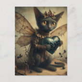 Sad Black Cat Fairy Briefkaart (Voorkant)