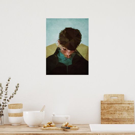 Sad Boy - Kubistika van Boris Draschoff Poster (Keuken)