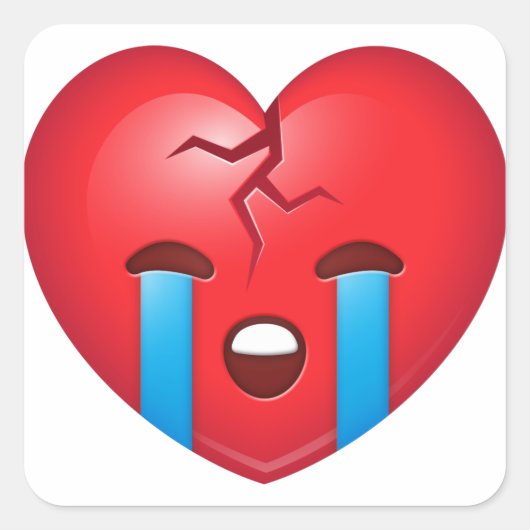 Sad Broken Heart Emoji Vierkante Sticker (Voorkant)