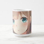 Sad bruin haar breekt groene ogen anime manga magische mok (Midden)