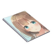 Sad bruin haar breekt groene ogen anime manga notitieboek (Rechterzijde)
