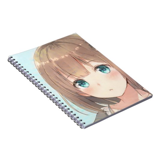 Sad bruin haar breekt groene ogen anime manga notitieboek (Rechterzijde)