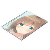 Sad bruin haar breekt groene ogen anime manga notitieboek (Linkerzijde)