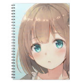 Sad bruin haar breekt groene ogen anime manga notitieboek (Voorkant)