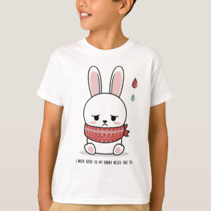 Sad Bunny T-Shirt – Sweet Minimalist Bunny met Cu