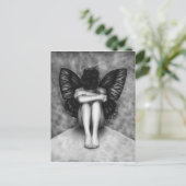 Sad Butterfly Girl Briefkaart (Staand voorkant)