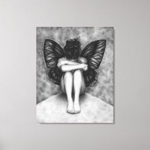 Sad Butterfly Girl Canvas afdrukken