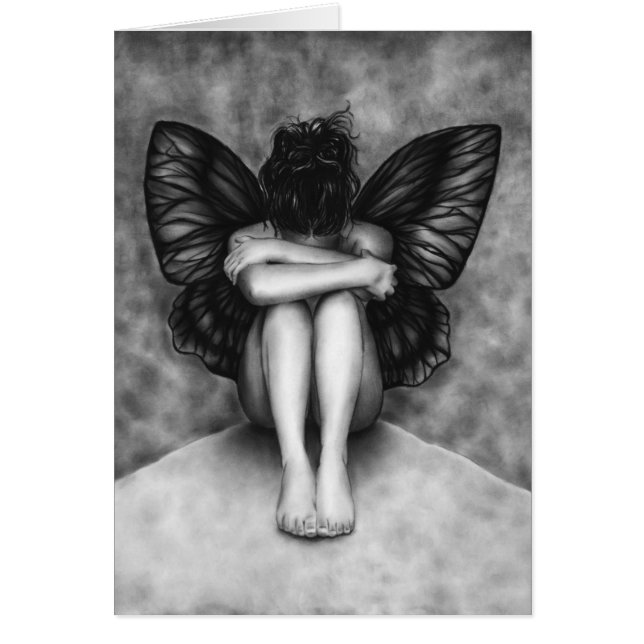 Sad Butterfly Girl Card (Voorkant)