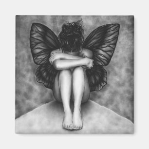 Sad Butterfly Girl Magnet