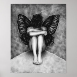 Sad Butterfly Girl Poster