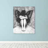 Sad Butterfly Meisje Canvas Print (Insitu (Houten vloer))