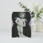 Sad Cherub Angel Print Briefkaart (Staand voorkant)