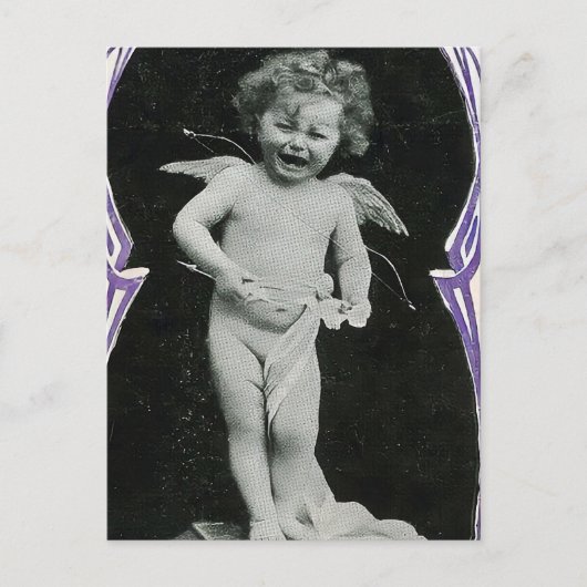 Sad Cherub Angel Print Briefkaart (Voorkant)
