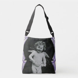 Sad Cherub Angel Print Crossbody Tas