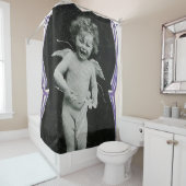 Sad Cherub Angel Print Douchegordijn (In situ)