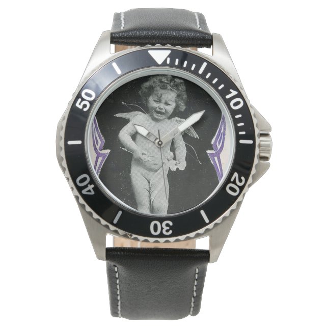 Sad Cherub Angel Print Horloge (Voorkant)