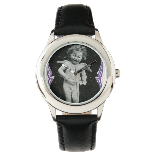 Sad Cherub Angel Print Horloge (Voorkant)
