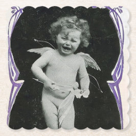 Sad Cherub Angel Print Kartonnen Onderzetters
