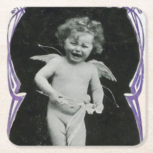 Sad Cherub Angel Print Kartonnen Onderzetters