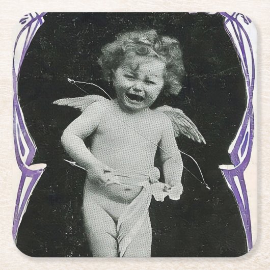 Sad Cherub Angel Print Kartonnen Onderzetters (Voorkant)