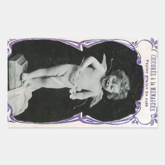 Sad Cherub Angel Print Rechthoekige Sticker (Voorkant)