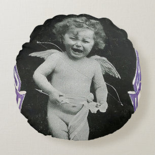 Sad Cherub Angel Print Rond Kussen
