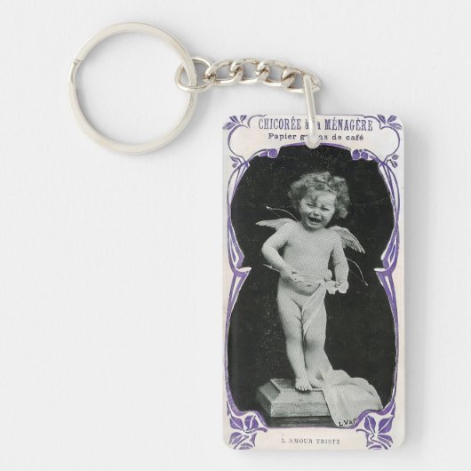 Sad Cherub Angel Print Sleutelhanger (Voorkant)