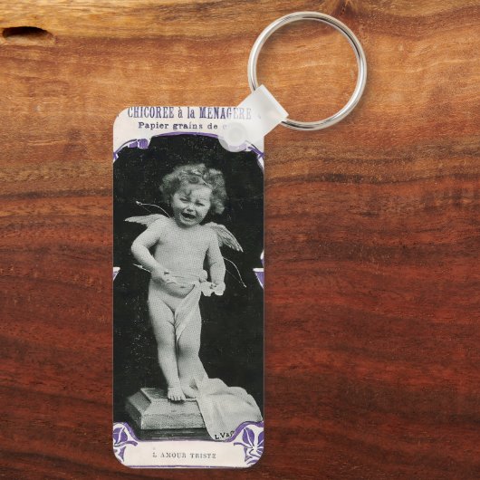 Sad Cherub Angel Print Sleutelhanger (Achterkant)