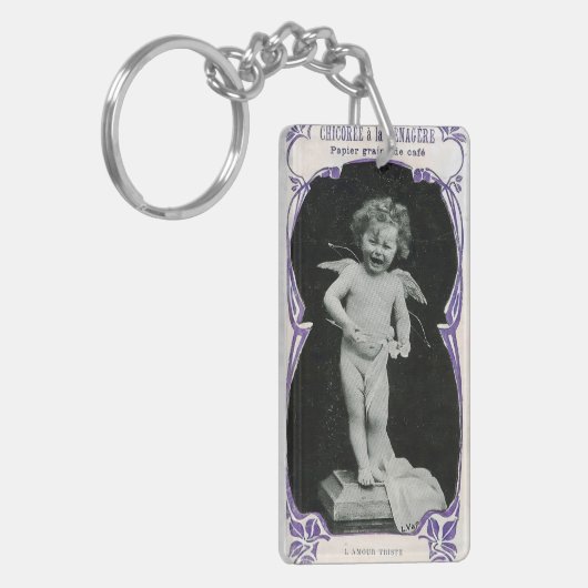 Sad Cherub Angel Print Sleutelhanger (Voorkant Links)
