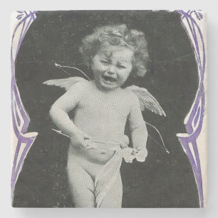 Sad Cherub Angel Print Stenen Onderzetter