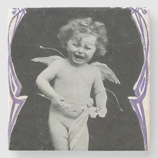 Sad Cherub Angel Print Stenen Onderzetter (Voorkant)