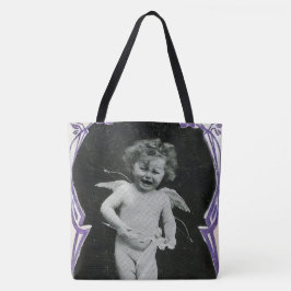 Sad Cherub Angel Print Tote Bag