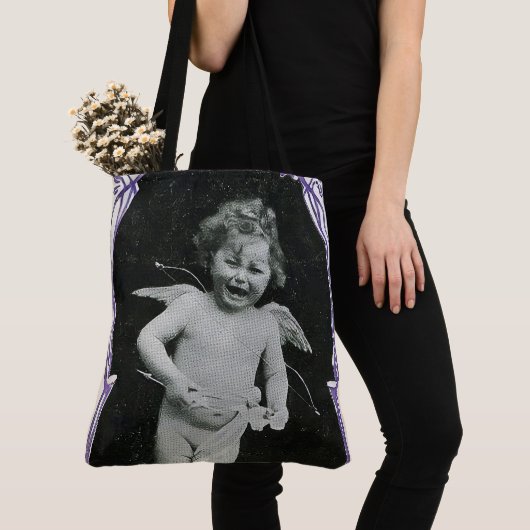 Sad Cherub Angel Print Tote Bag (Dichtbij)
