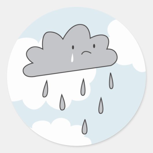 Sad Cloud Ronde Sticker (Voorkant)